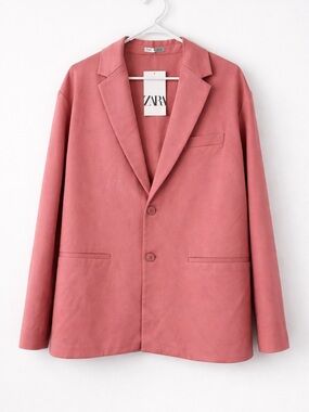 ZARA Dusty Rose Blazer Jacket Size Large NWT